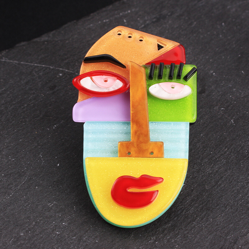Acrylic Acetate Plate Picasso Abstract Figure Portrait Brooch Accessories