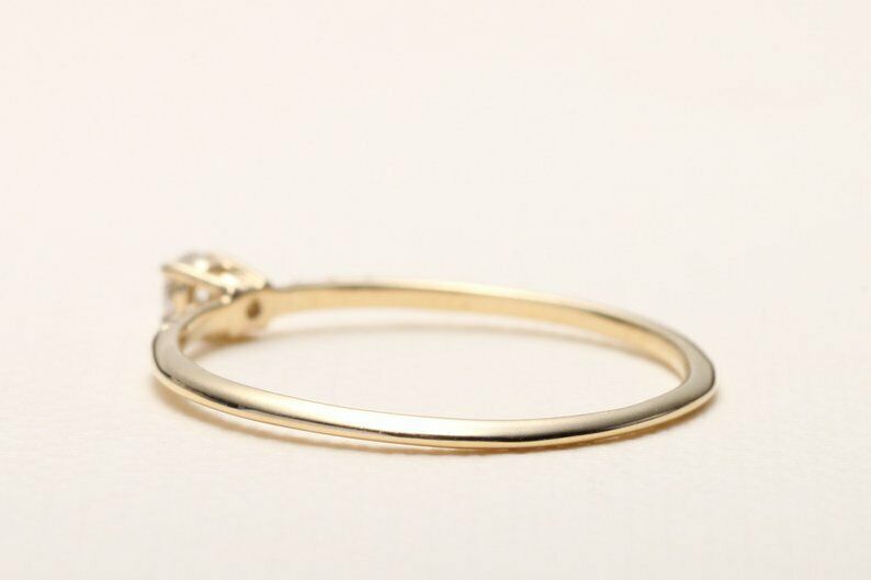 Petite Solitaire with Accents Ring 2ct Round Lab-Created Moissanite Gold Plated
