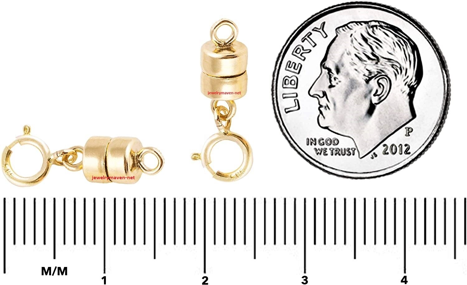 (2) sets 4.5mm 14k MAGNETIC CLASP Converter Yellow Gold Chain Spring Ring USA