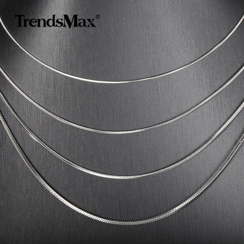 0.9/1.2/1.5/2.0mm Silver Stainless Steel Snake Chain Necklace for Women Men 22″