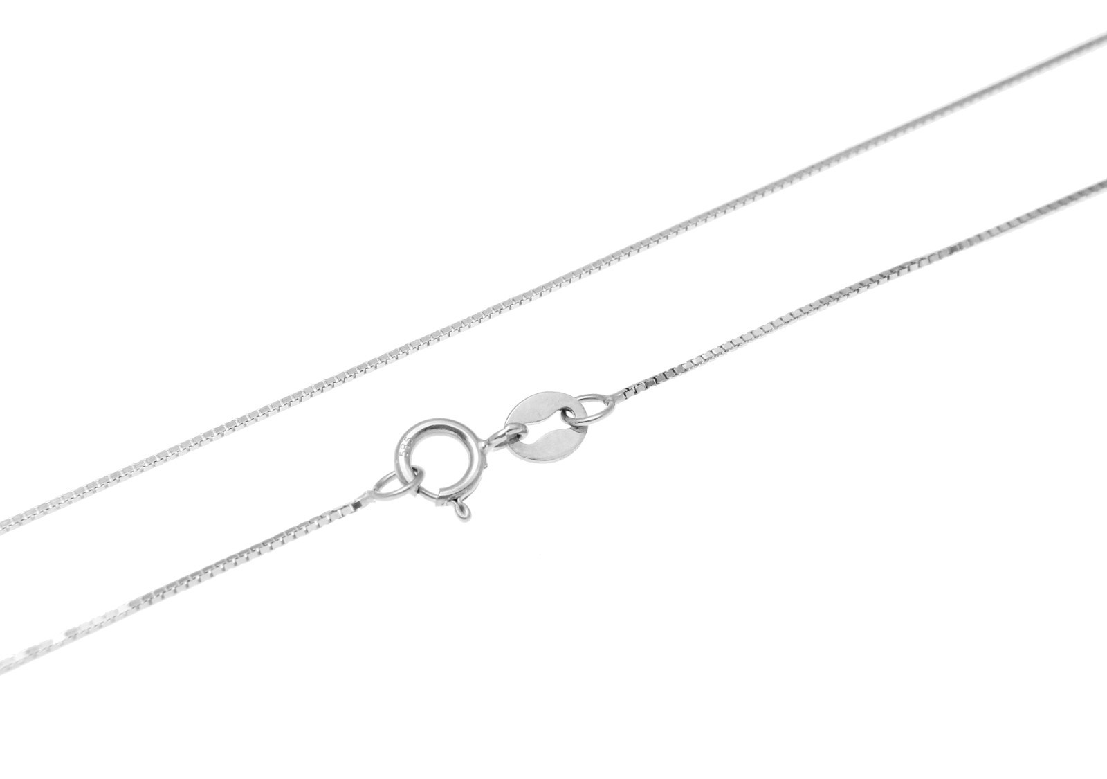 SOLID 14K WHITE GOLD ITALIAN 0.6MM BOX CHAIN NECKLACE 22″