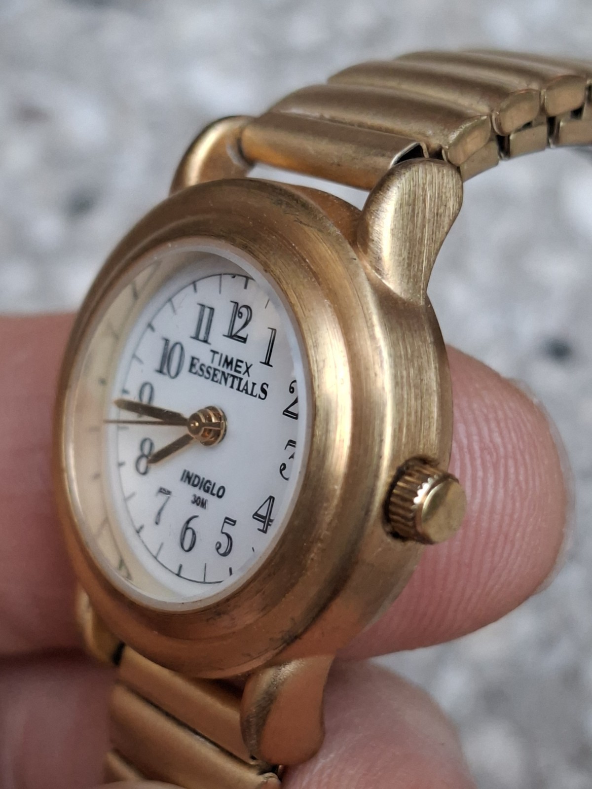 Timex Essentials Indiglo Gold Tone Quartz Watch Expansion Band WR 30M