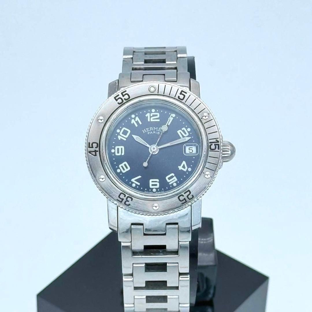 [B1P] Hermes Clipper Diver Navy Dial Mens Boys Size Quartz Wristwatch [m5n]