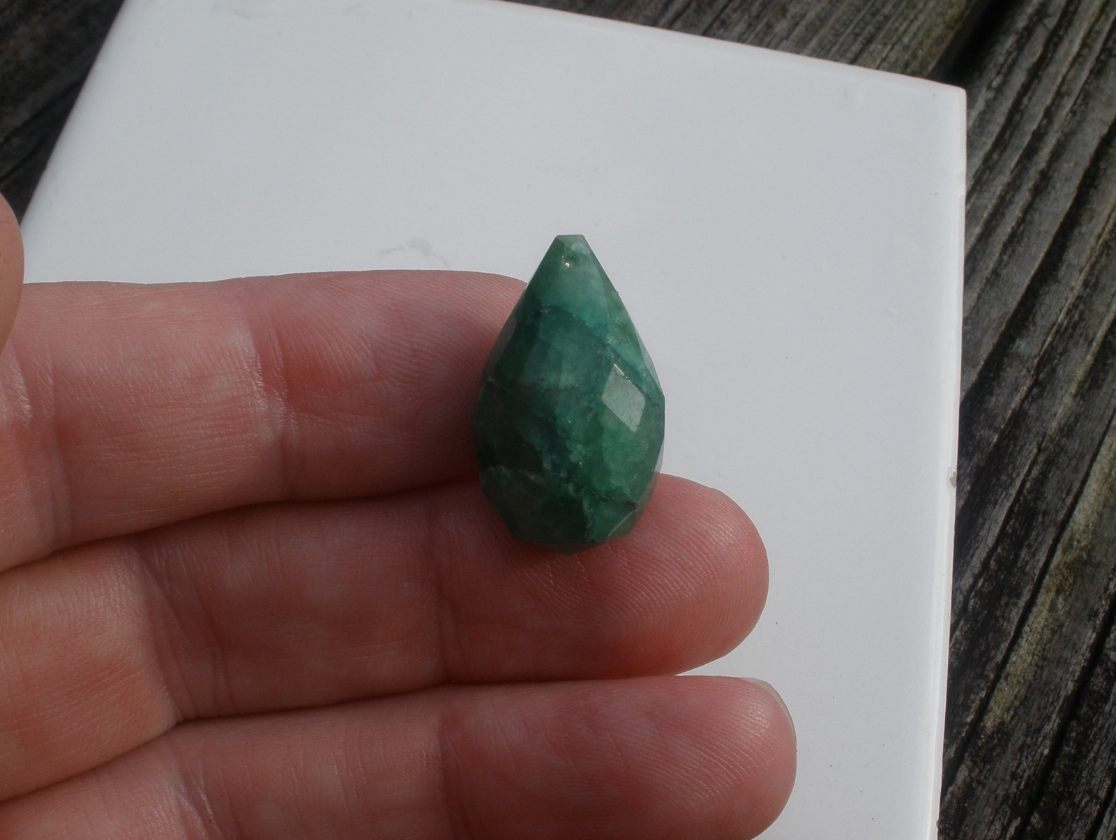 Emerald Briolette Drilled loose Natural Gem 26 x 14mm