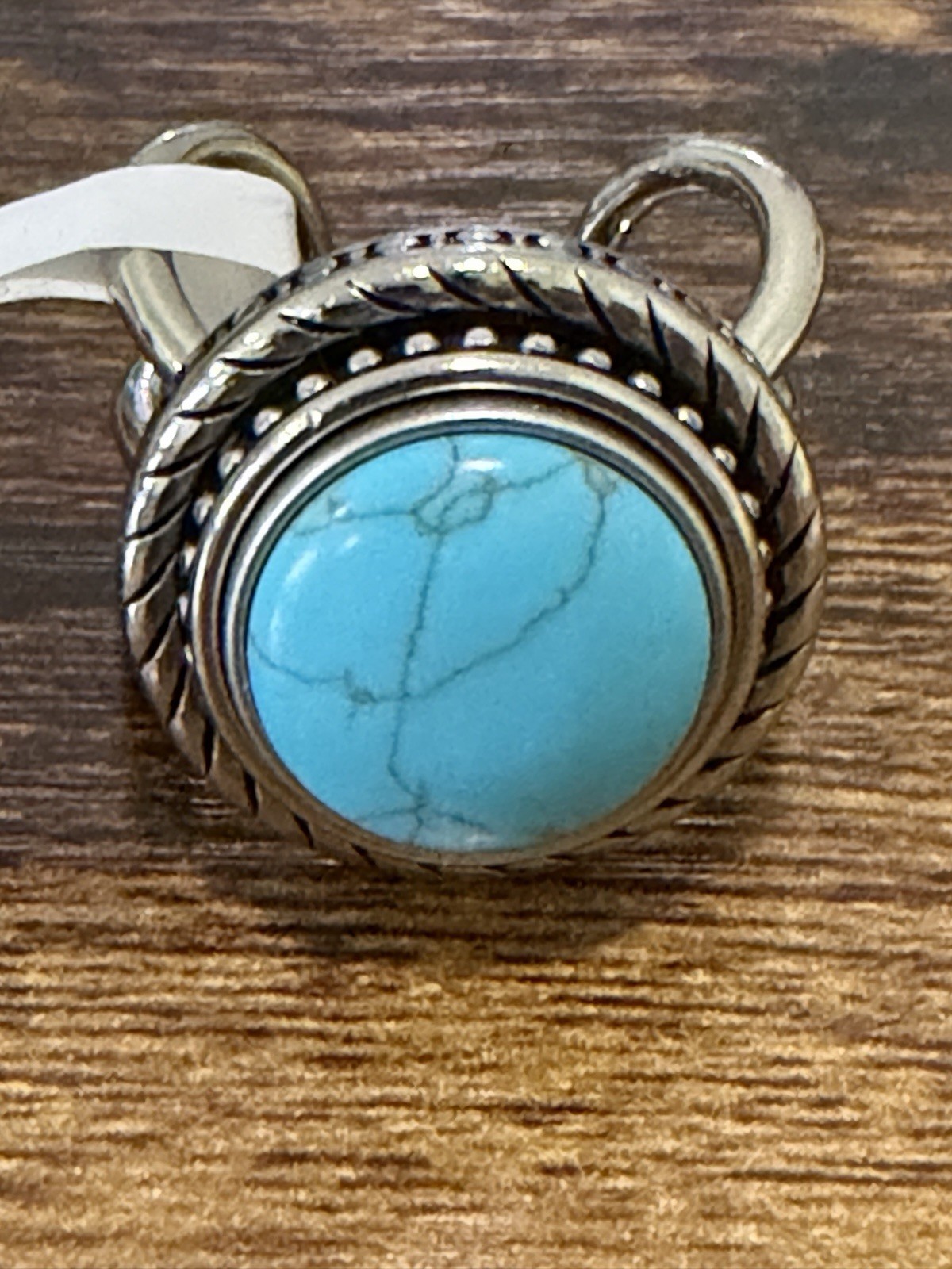 Magnabilites RG 1033 Adjustable Silver Tone Oval Blue Turquoise Bezel Ring