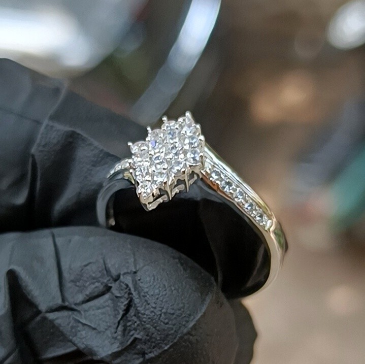 2.20Ct Round Lab Created Diamond Cluster Engagement Ring 14K White Gold Plated