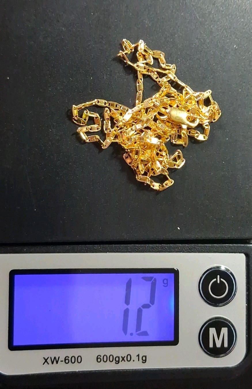 18k Solid Gold Flat Mariner Chain 22″, 1.2gr 1.3mm