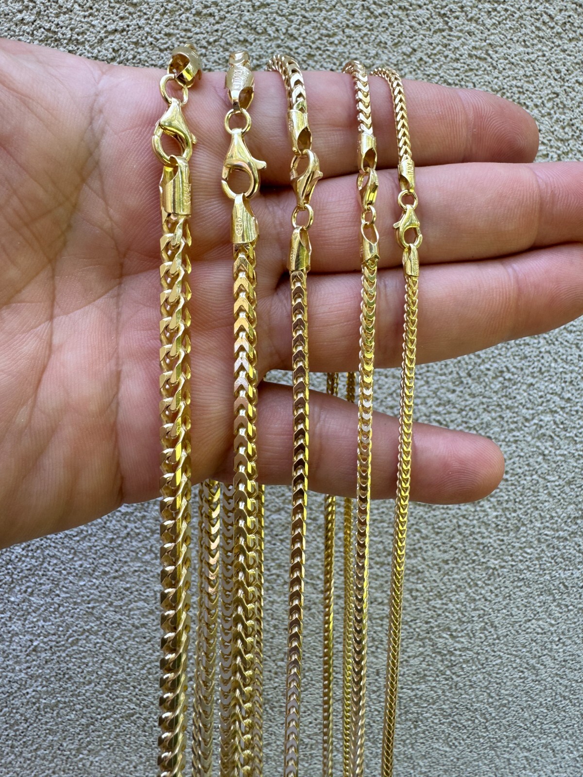 Men’s Real 14k Gold Plated Solid 925 Sterling Silver Franco Chain 2-5mm Necklace