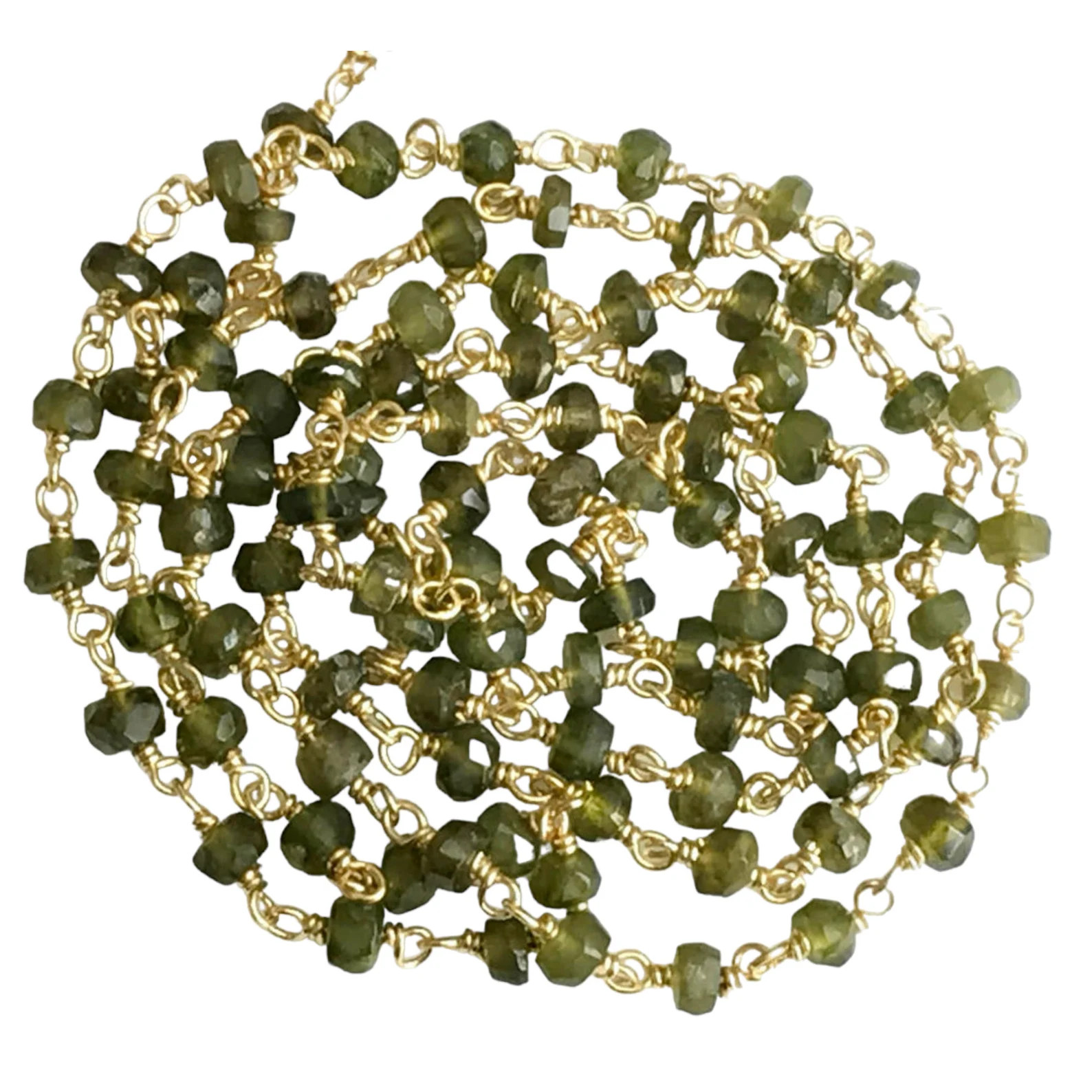 3-3.5 mm Vessonite Wire Wrapped Faceted Rondelle Beads, Chain for Jewelry making