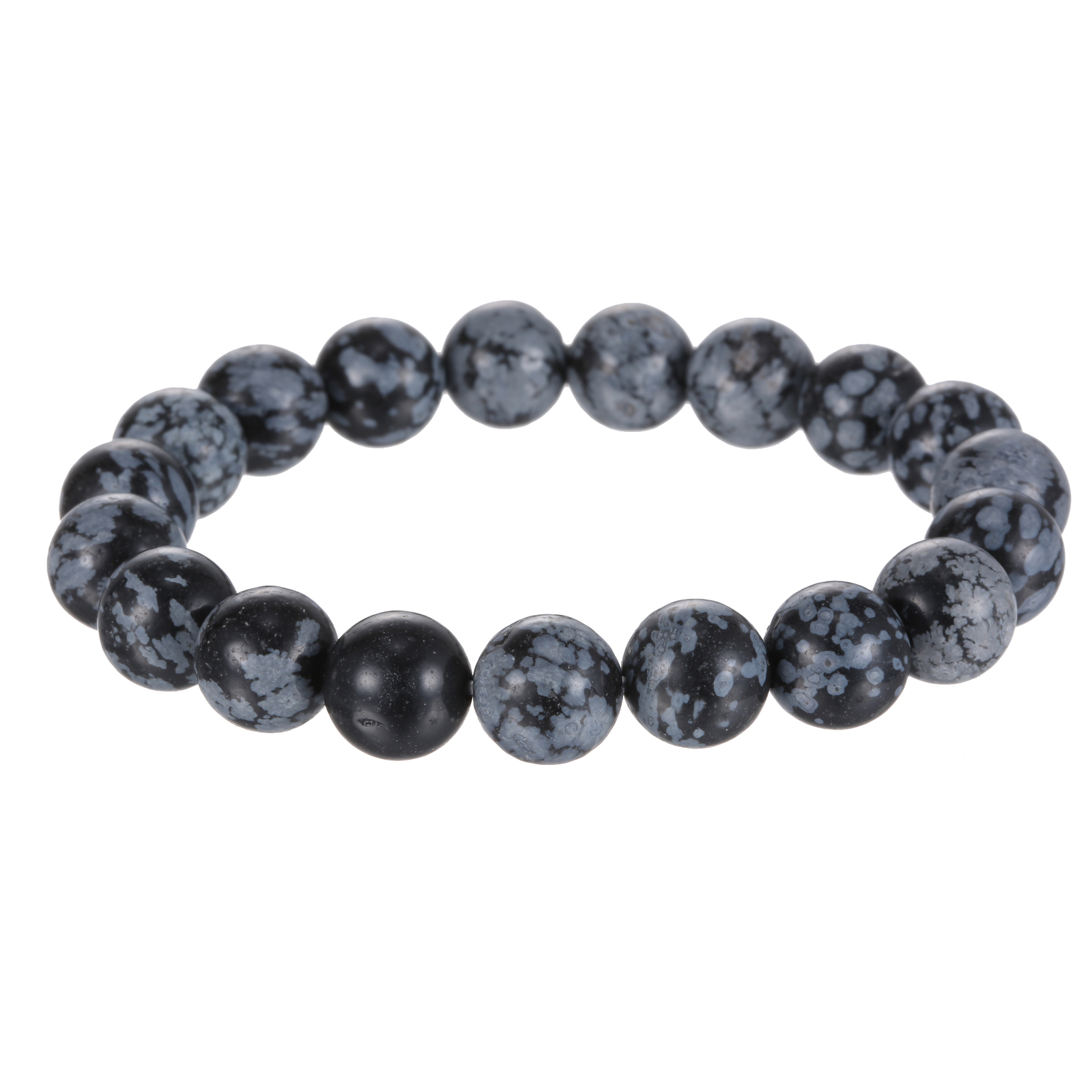 Snowflake Obsidian Bracelet Smooth Round 8mm 10mm 7.5″ Length