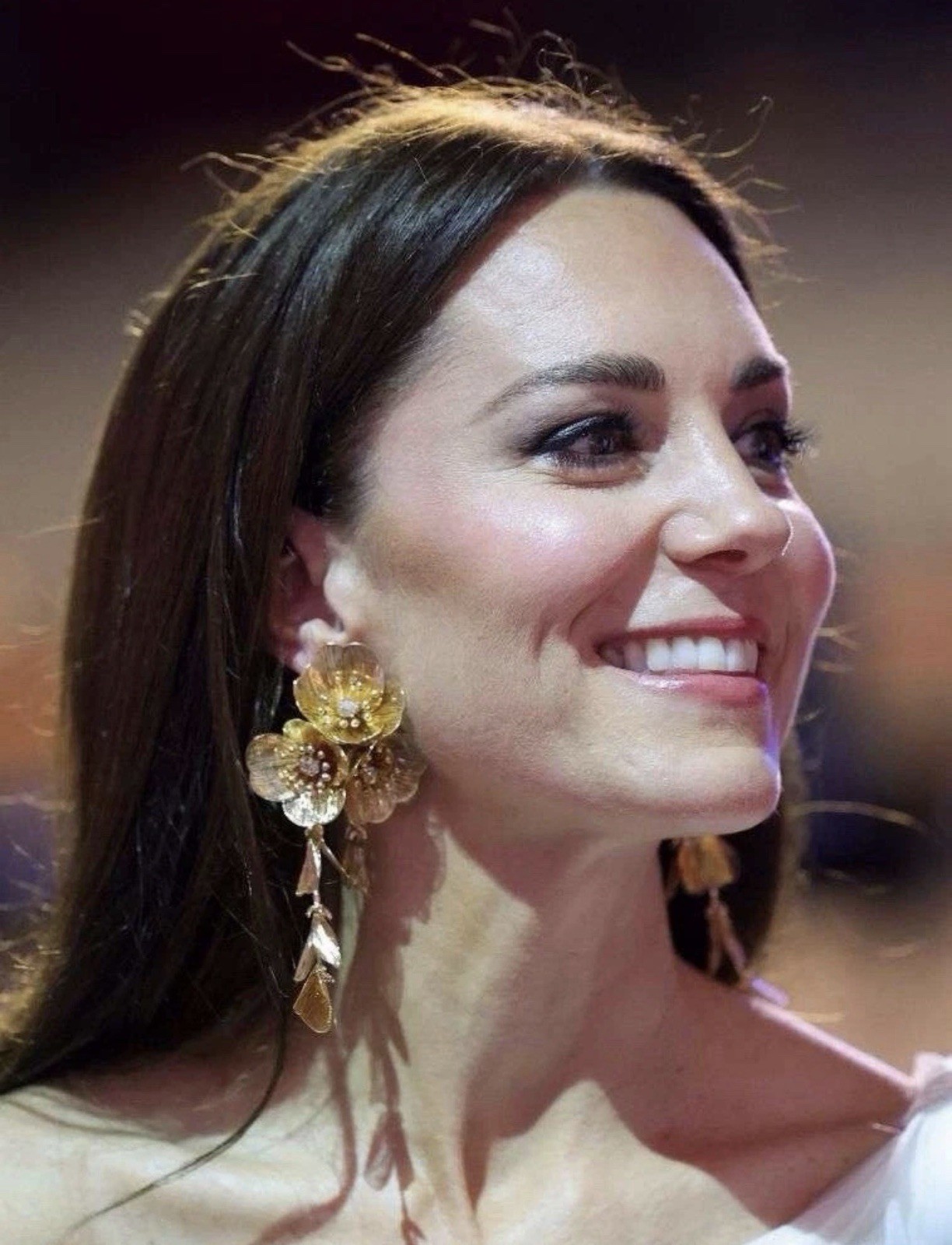 Zara Gold Floral Statement Earrings Long Kate Middleton Luxury Runway Elegant