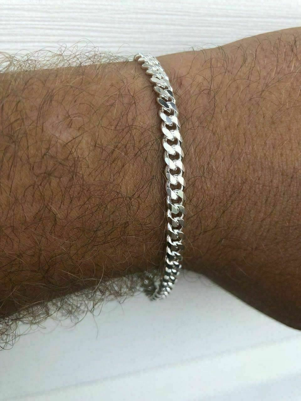 Solid 925 Sterling Silver Mens 5mm Tight Link Miami Cuban Link Chain Heavy ITALY