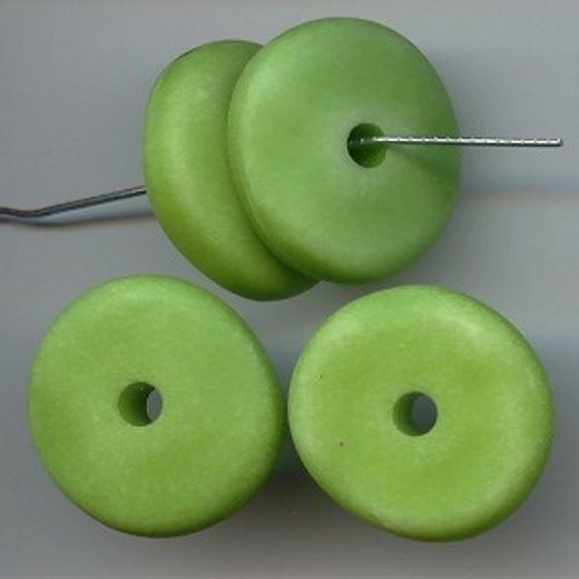 18 VINTAGE WASHED GREEN MATTE ACRYLIC 7x24mm. NUGGET DISC SPACER BEADS 5717