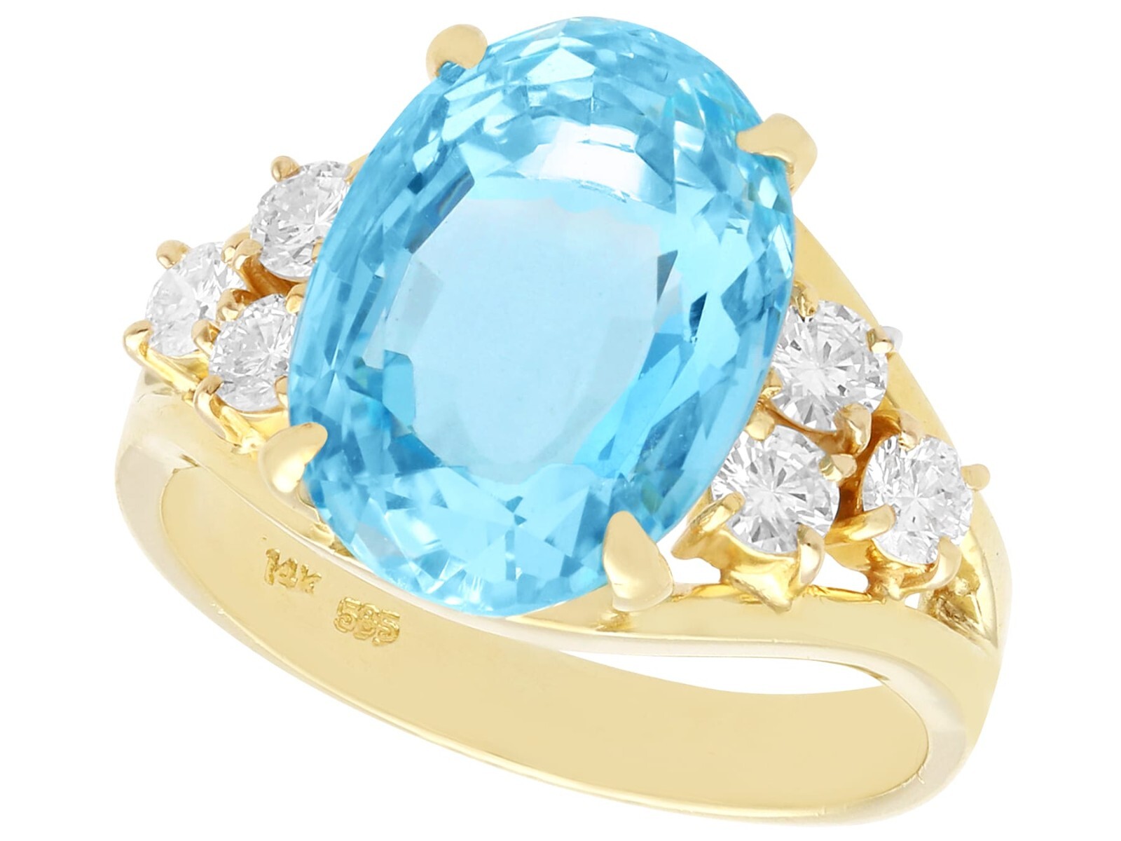 6.15 ct Aquamarine and 0.42 ct Diamond, 14 ct Yellow Gold Dress Ring – Vintage