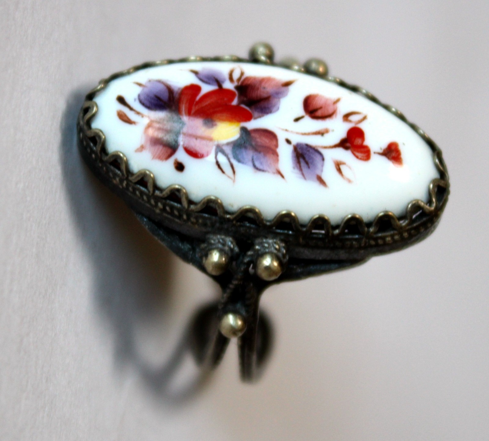 Vintage Russian Hand Painted Enamel Rings 3 Variation Finift Technique #76,80,82