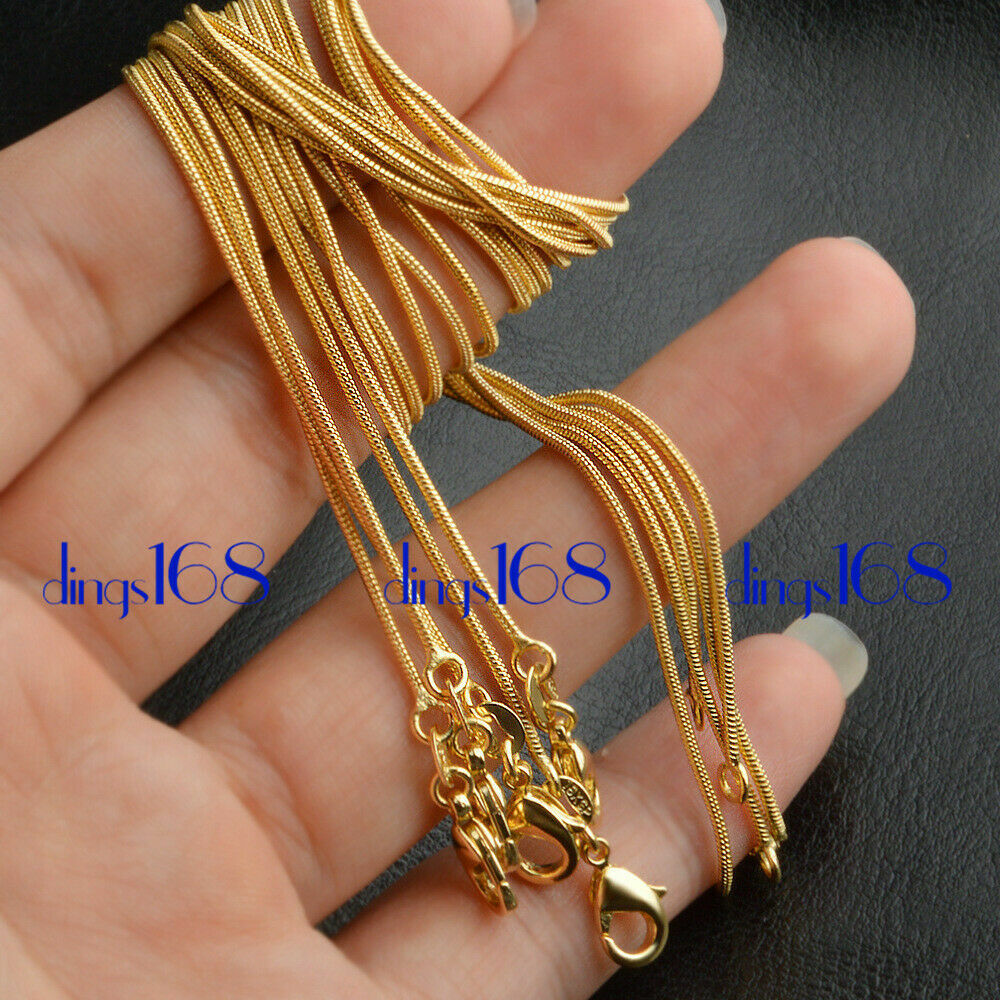 Genuine 18K Yellow Gold Filled Italian 1.6mm Round Snake Chain Necklace 16″-38″