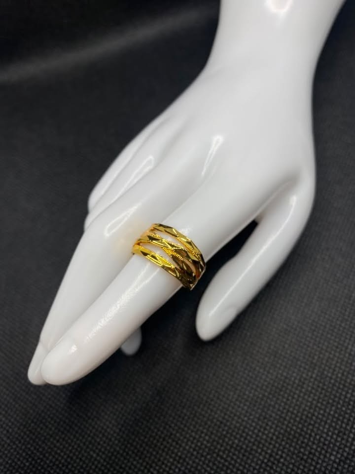 Gold Ring Statement Multi Layer Band Rings Size 7 Women Fashion Jewelry Gift