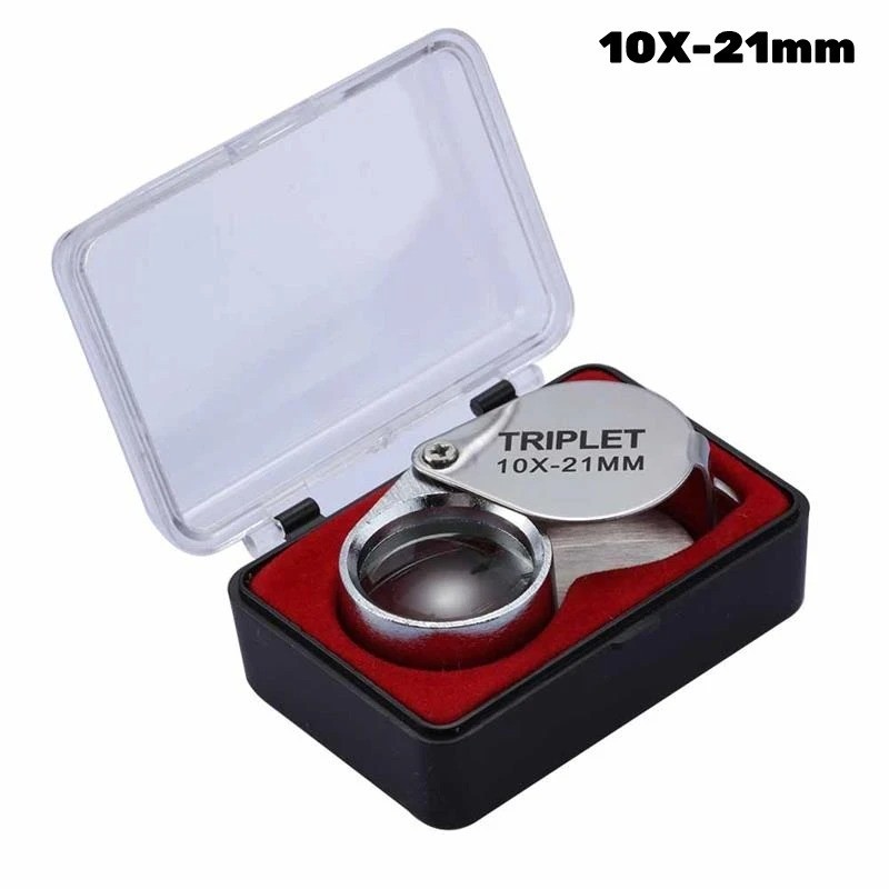 21mm Folding Jewelry Magnifier 10X 20X 30X Metal Pocket Glass Loupe Lens