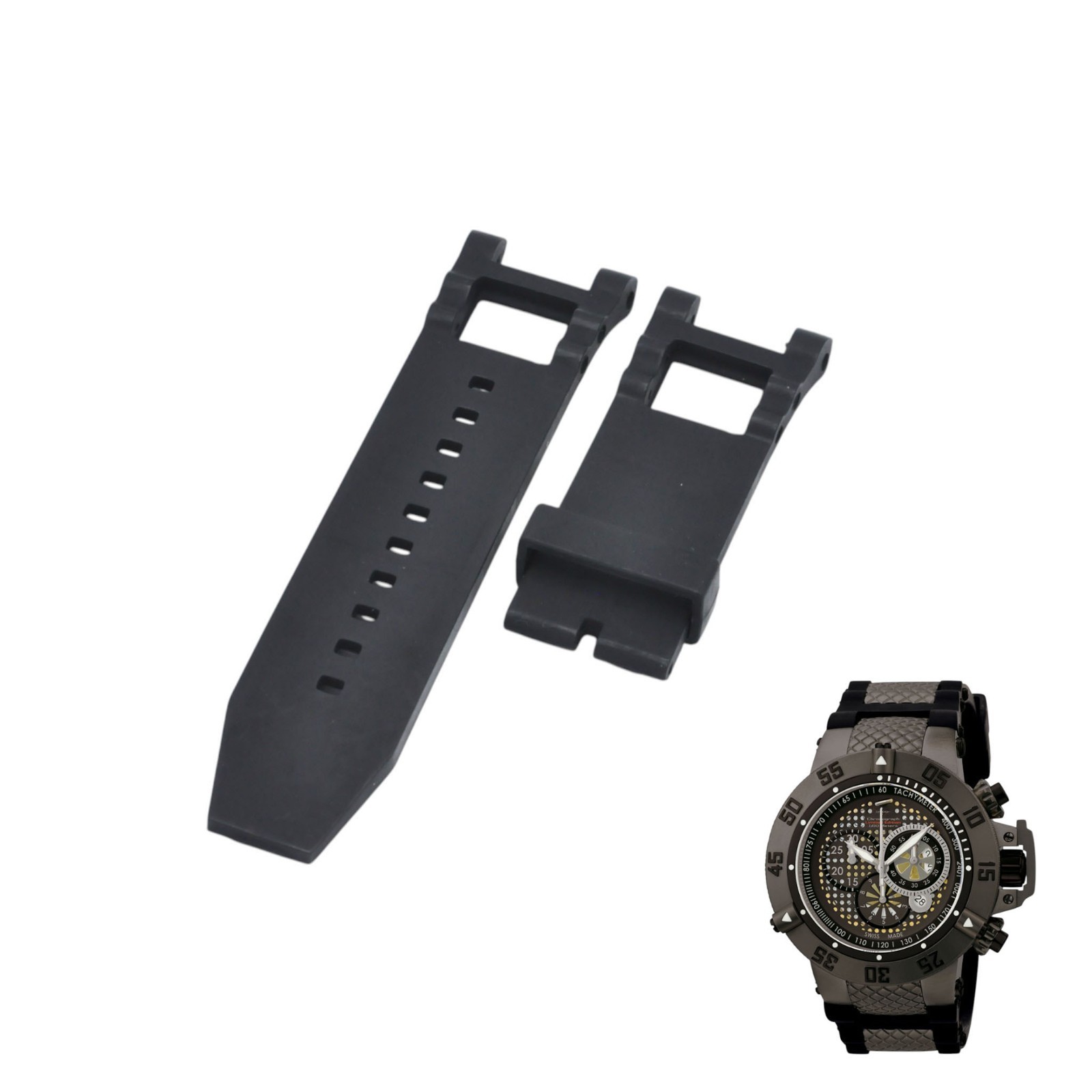 Subaqua 6043 28mm Black Rubber Watch Strap For Invicta