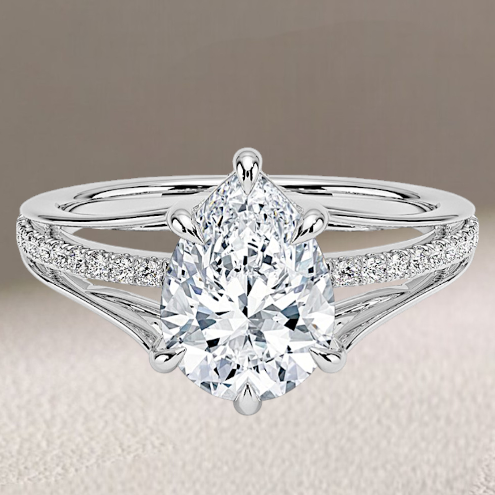 Lab Grown Diamond Engagement Ring in 950 Platinum IGI Certified 4.15 CT Pear Cut