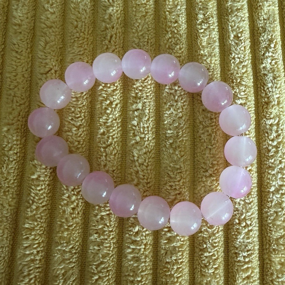 Pink glads Round Beaded Stretch Slip-On Bracelet Elastic No Closure