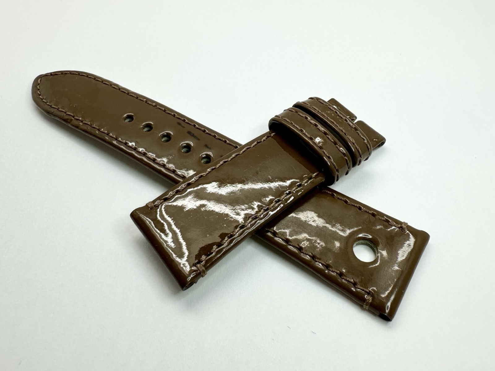 Genuine Fendi Glossy Brown Genuine Leather 20mm x 18mm Factory Second Watch Band