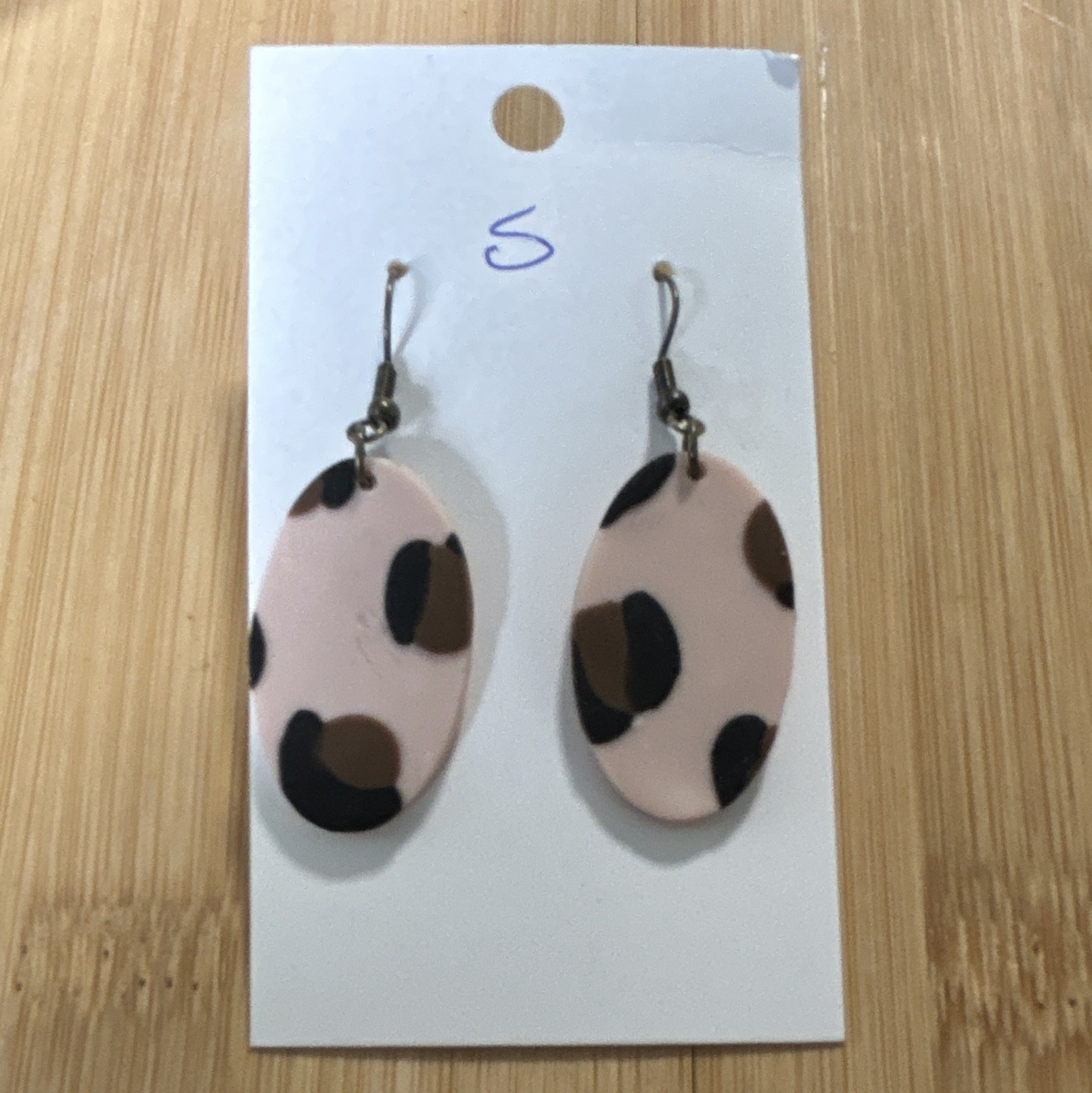 Animal Print Inspired Oval Dangle/Drop Hook Earrings, polymer clay , For Lobe