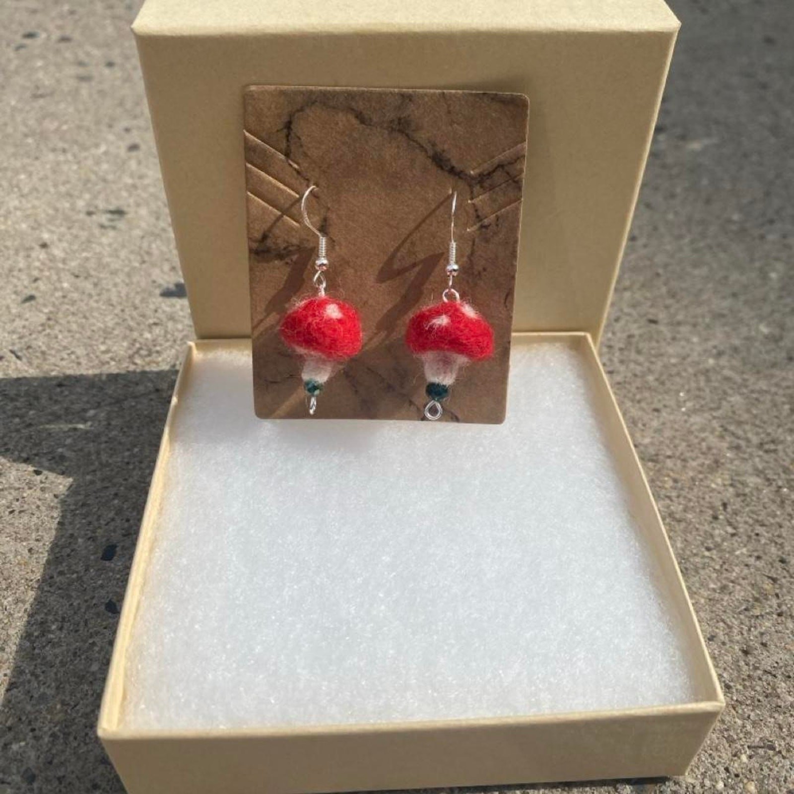 Handmade Toadstool mushroom earrings