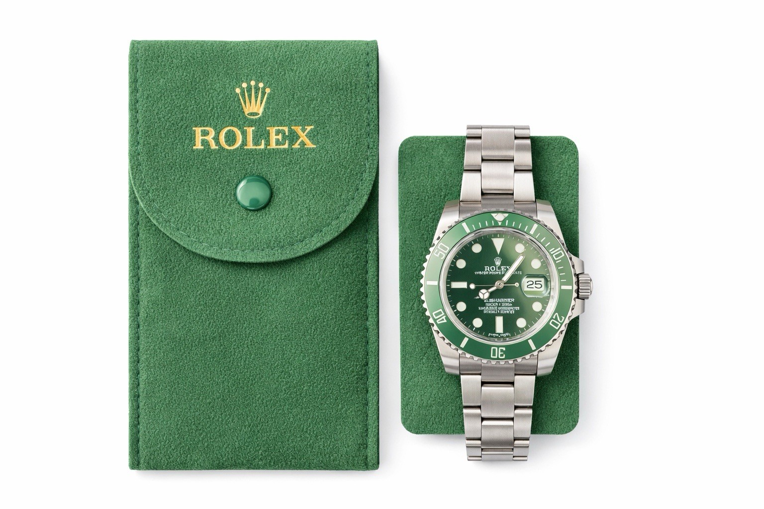 ROLEX GREEN SOFT VELVET TRAVEL POUCH – 1PC – SERVICE POUCH With INSERT STARBUCKS