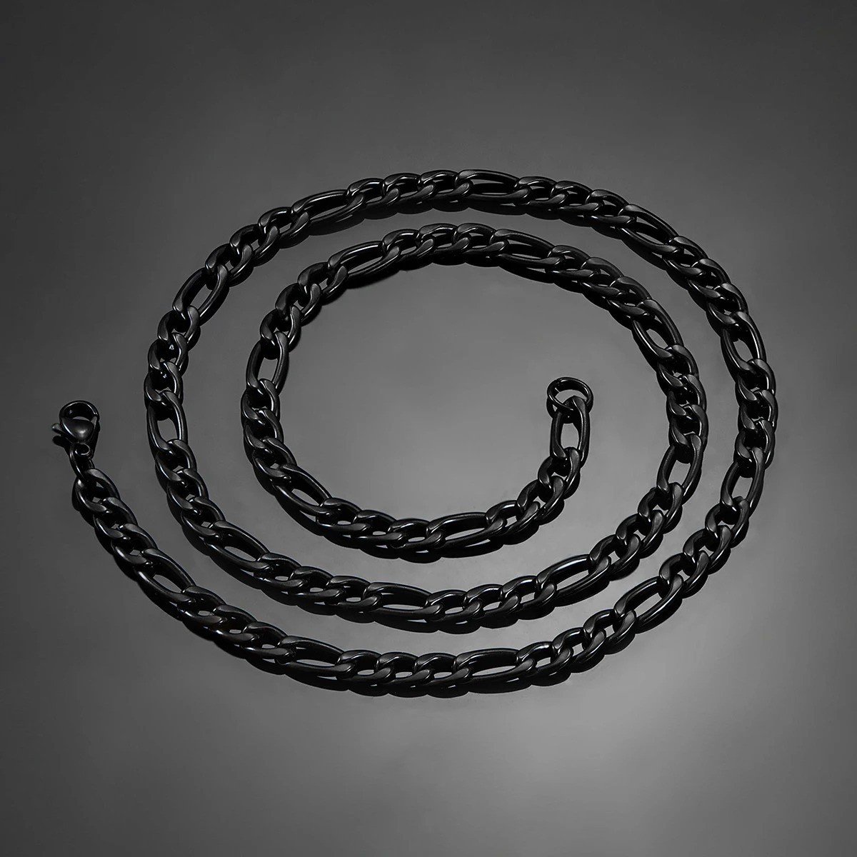 Chain Necklace Wheat stainless steel Black for men&women, 16/ 30 in, 3/4/5/6/7mm