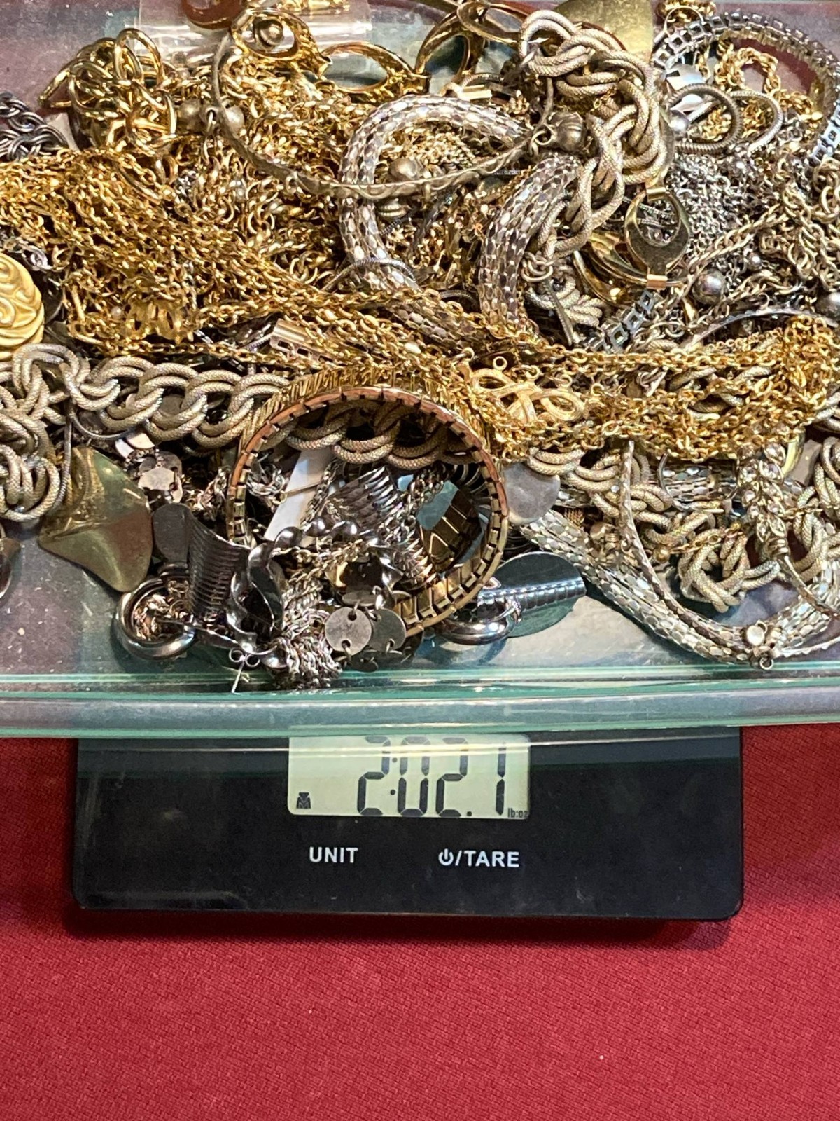 2 LB Tangled Jewelry Lot Gold Tone & Silver Tone Unsearched Wearable & Repair
