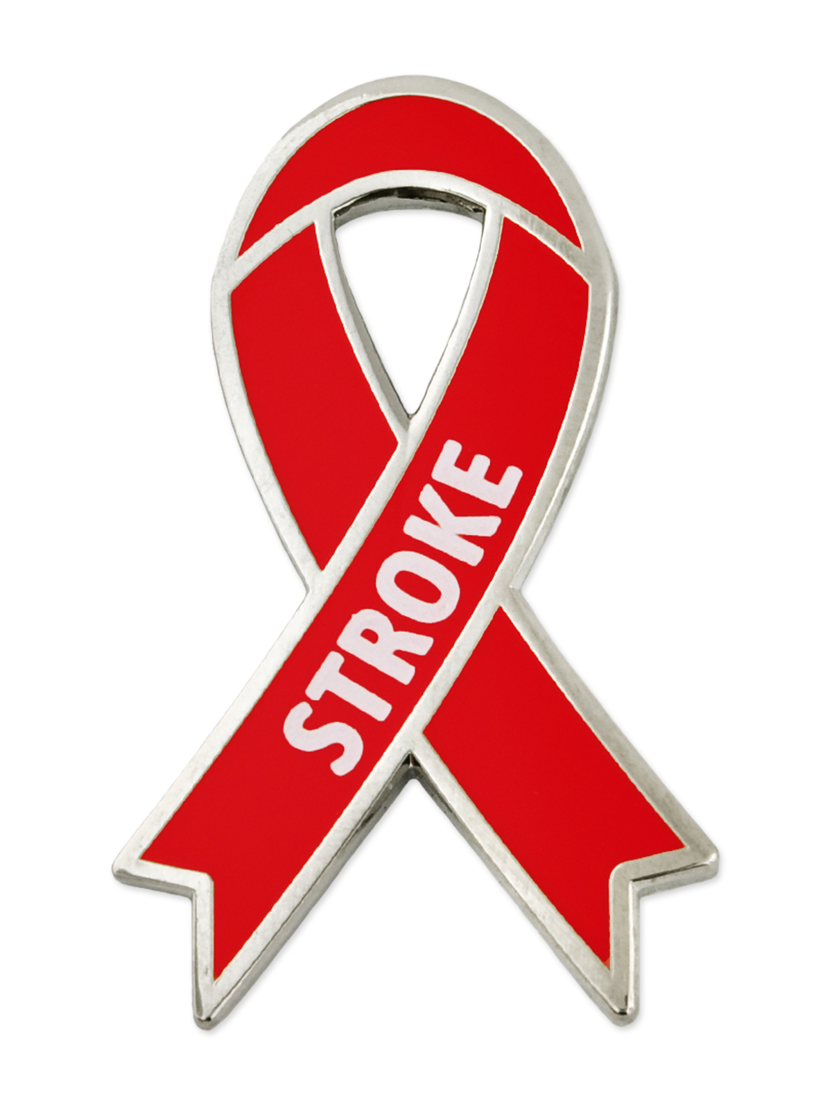 PinMart’s Stroke Red Awareness Ribbon Enamel Lapel Pin
