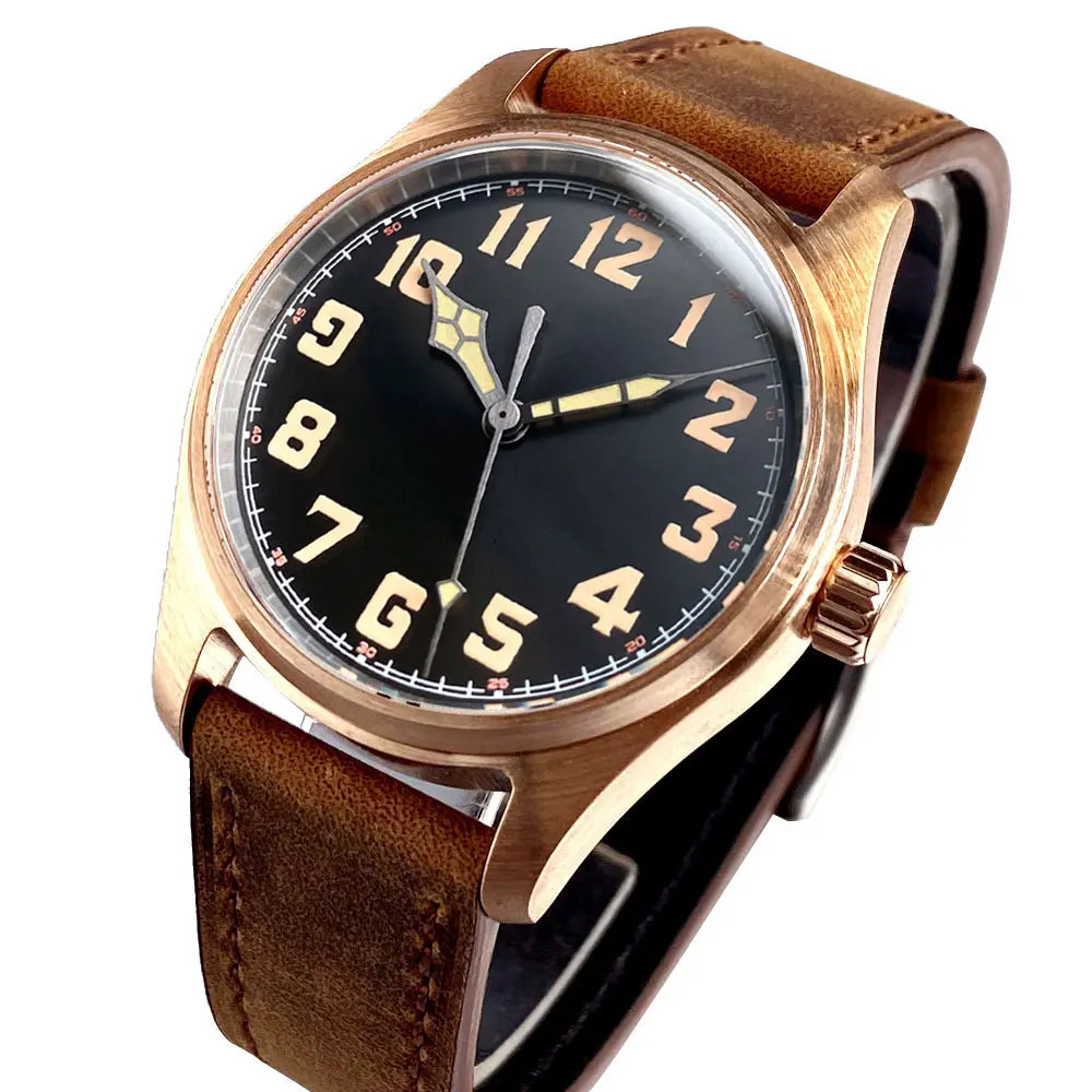 Tandorio 39mm Cusn8 Bronze Mechanical Automatic Vintage Men Watch For Japan NH35