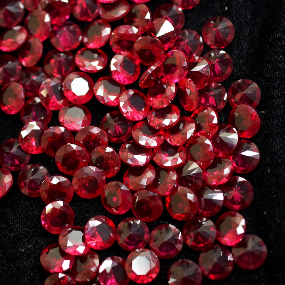 18 Pcs Natural Red Ruby Round Cut 5×5 mm Lot Burmese Certified Loose Gemstone