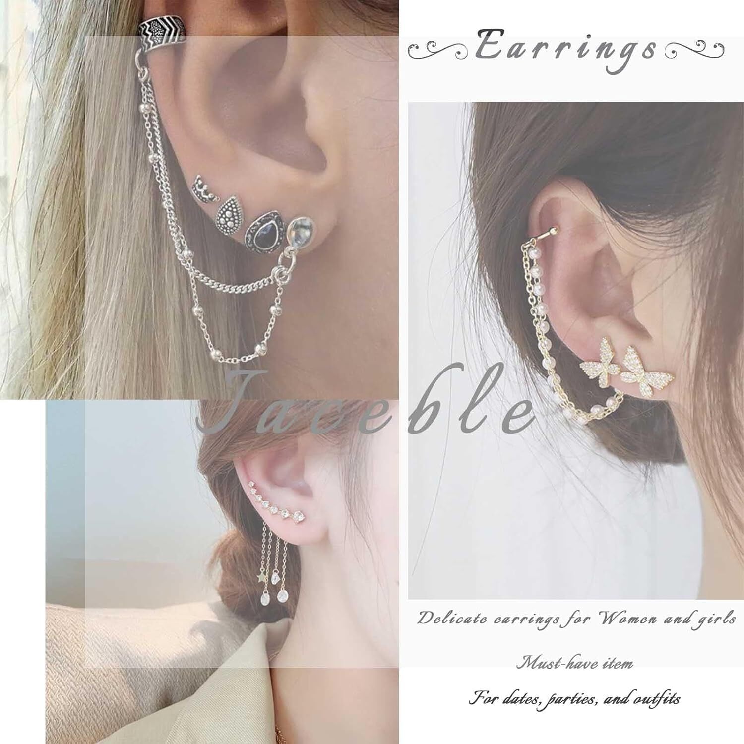 Hollow Square Stud Earring-Boho Square Jacket Earrings-1 pair of ,Silver/Gold