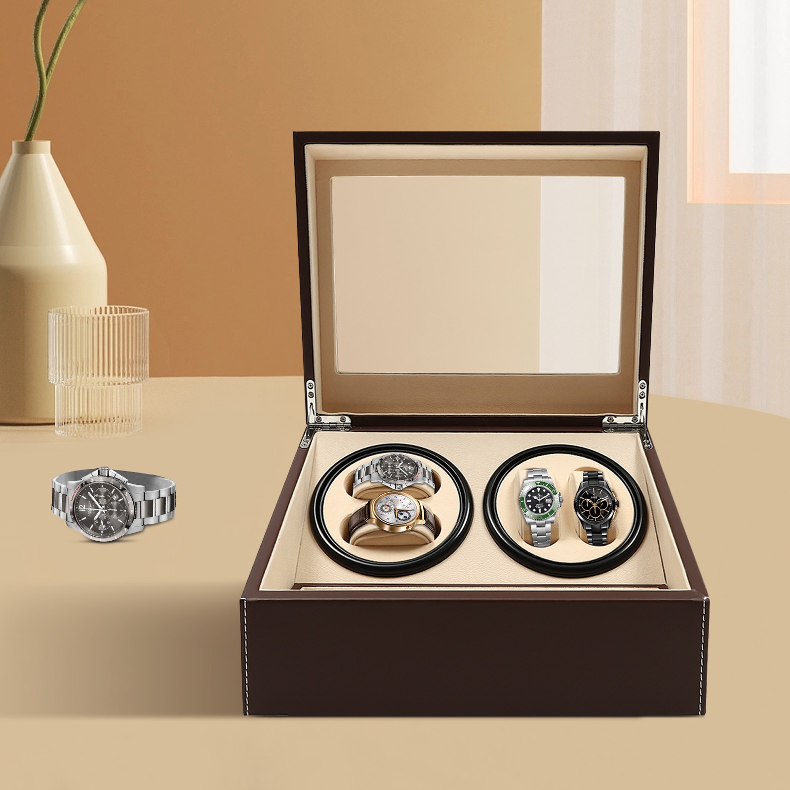 4+6 Automatic Watch Winder Watch Display Box Luxury Storage Case Self-winding