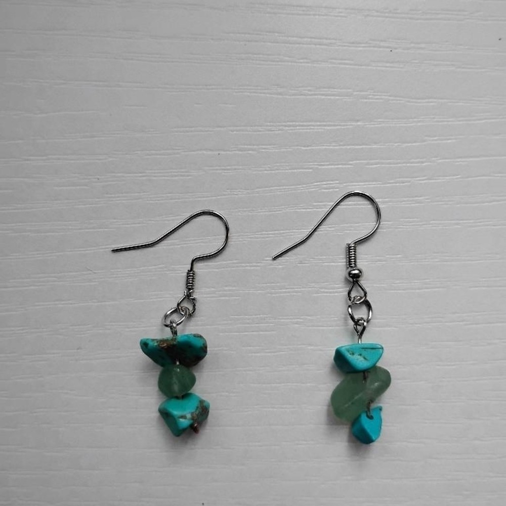 Chic Turquoise and Green Gemstone Earrings