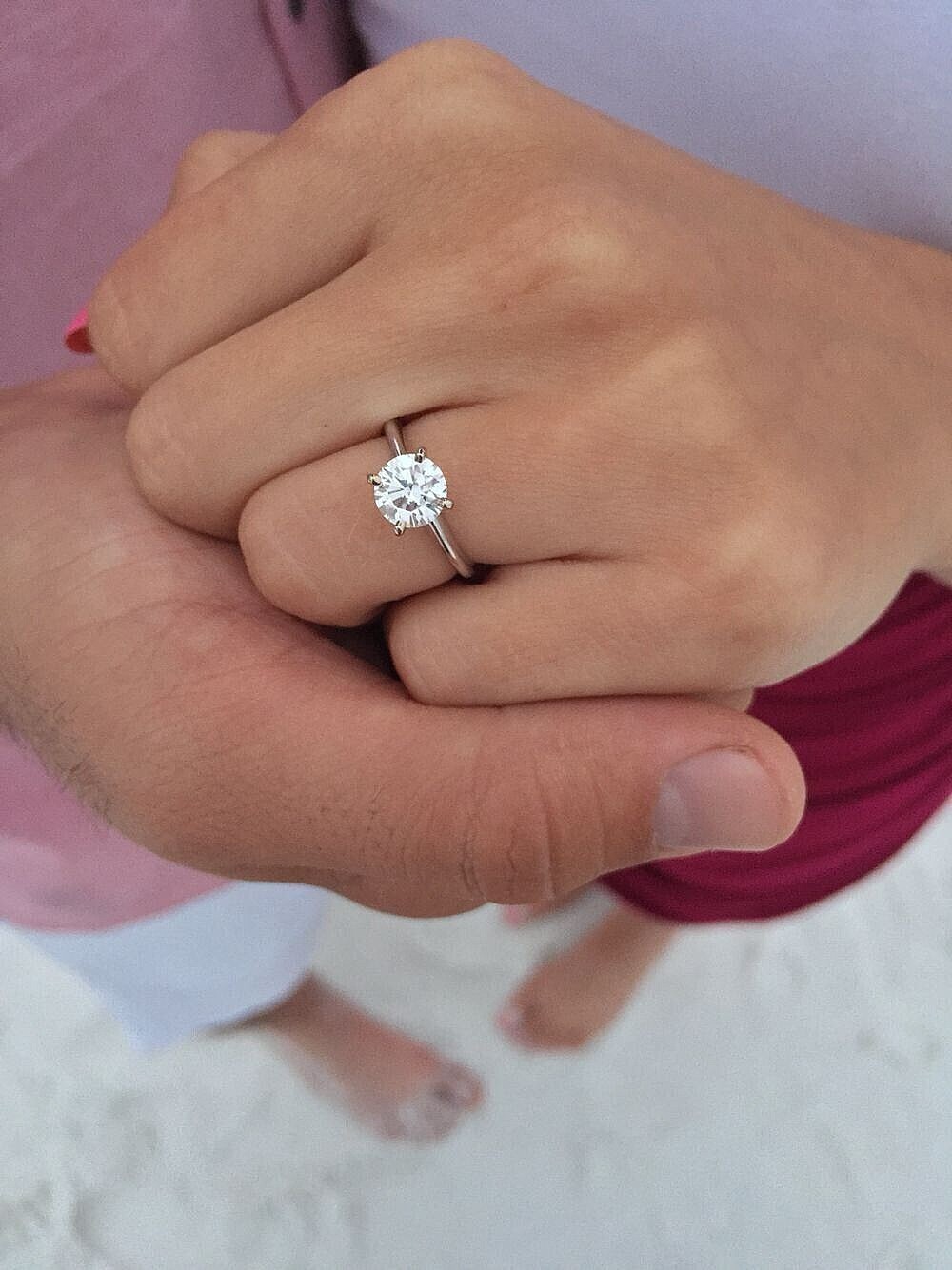 2ct round cut real moissanite ring 14k white gold plated