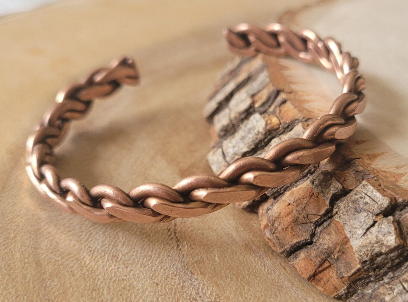 Pure Copper Bracelet Solid Heavy Twist Arthritis Pain Therapy Healing Cuff