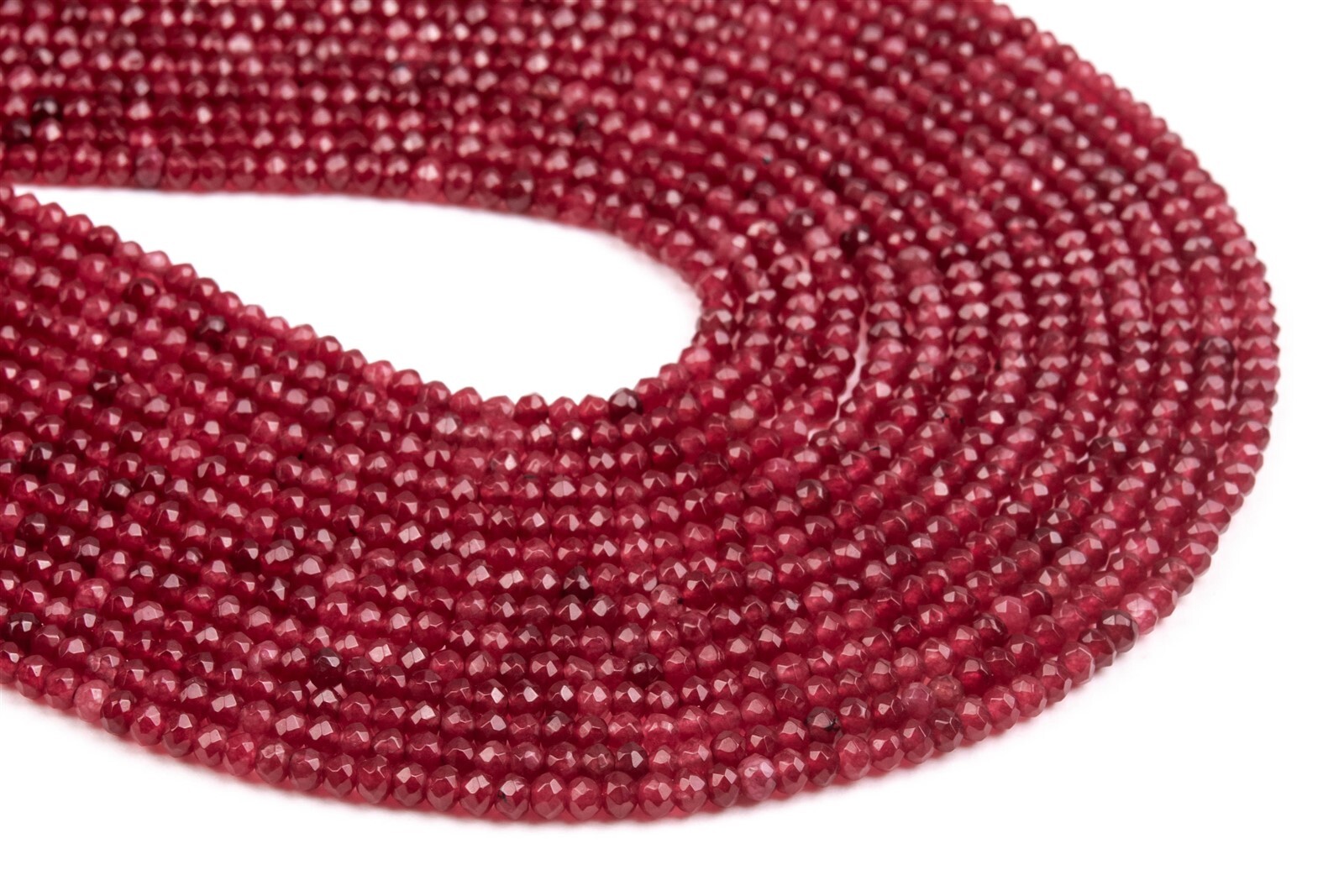 3x2MM Deep Red Jade Beads Grade AAA Faceted Rondelle Loose Beads 13.5″