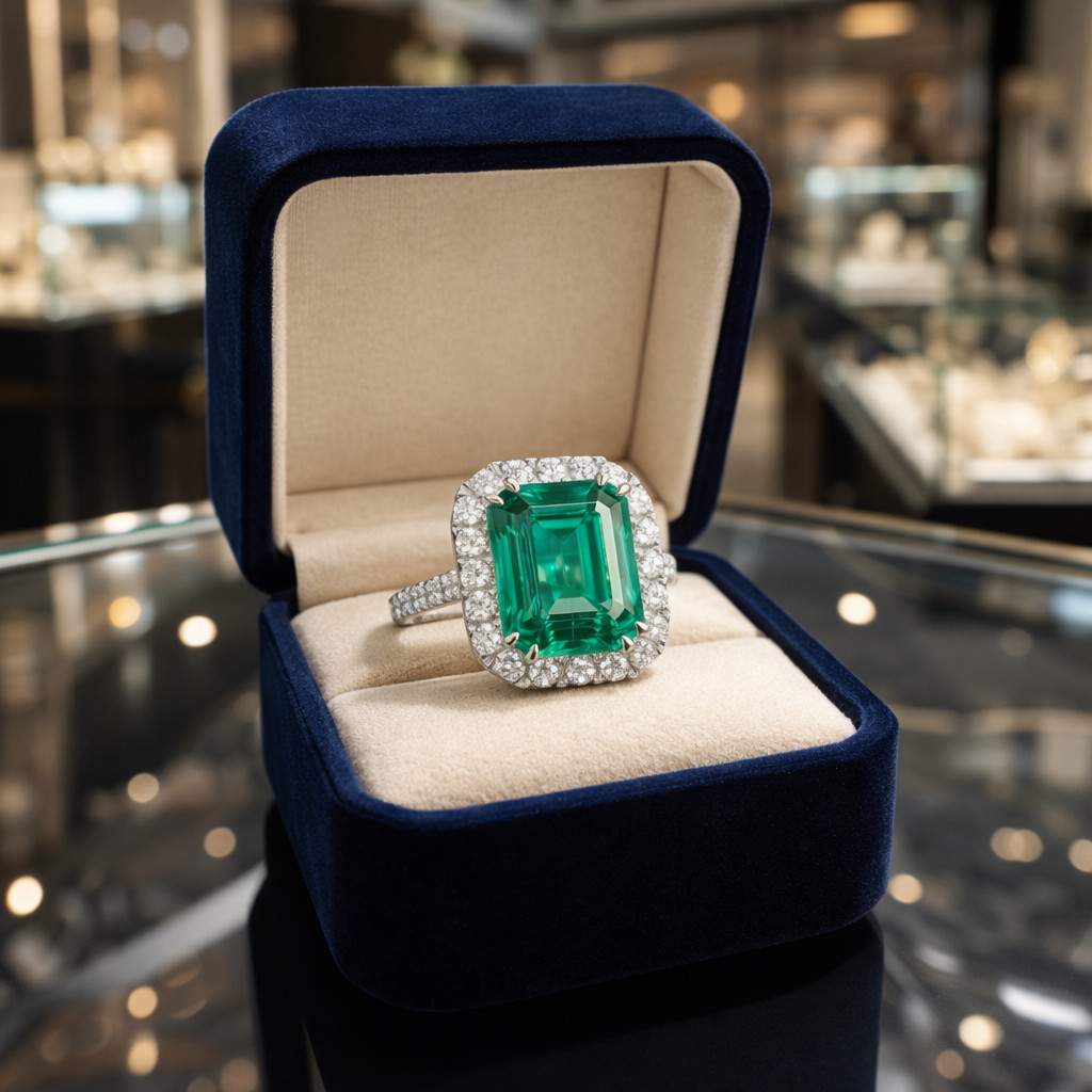 IGL Certified 4.80 Ct Natural Emerald & Diamond Wedding Gift Ring 14K White Gold