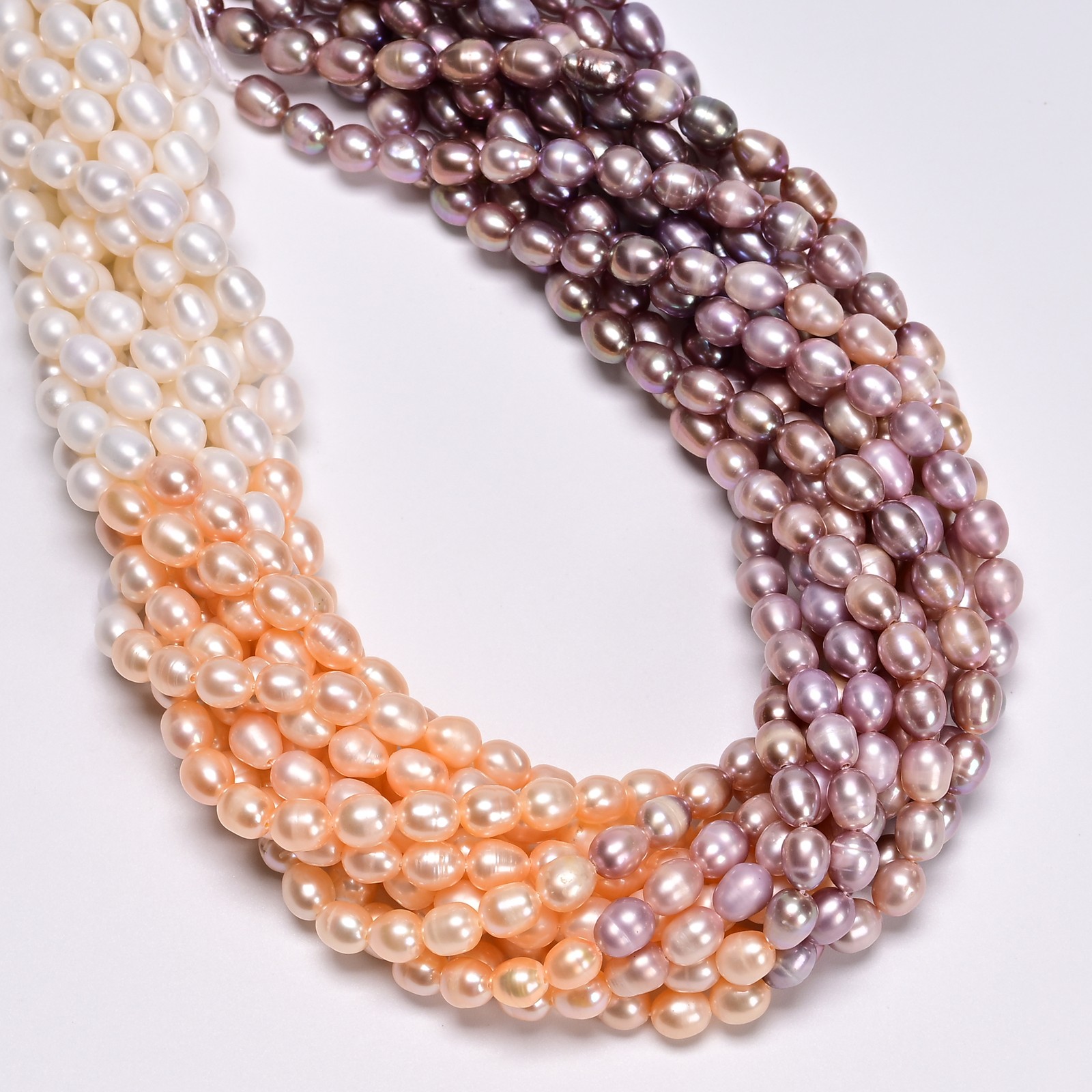 Gradient Natural Fresh Water Pearl Rice Shape Beads Size 6x7mm 14.5″ Strand