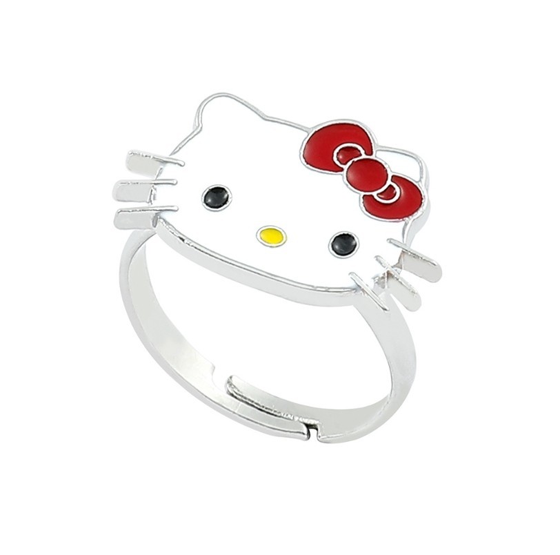 Silver White Cat Adjustable Ring