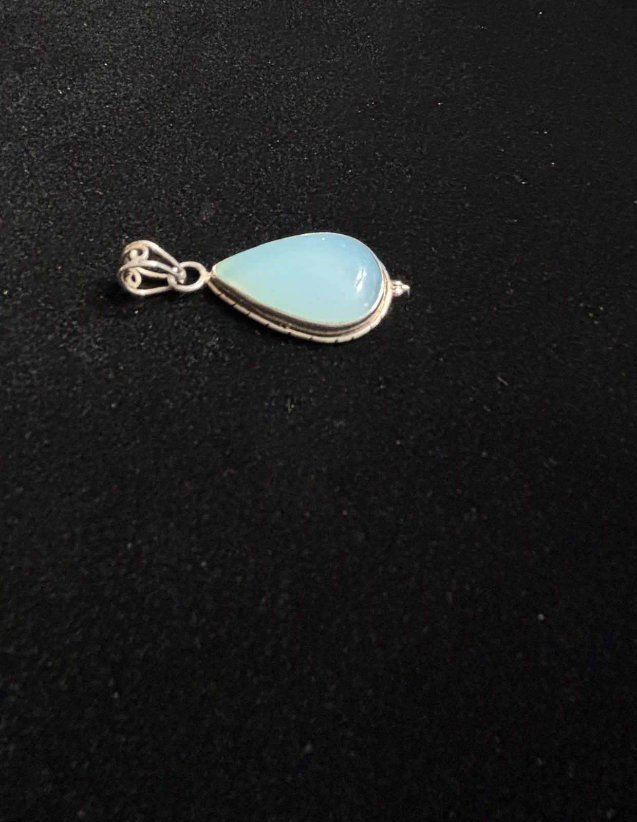 Sterling Silver Artisan Made Light Blue Chalcedony Stone Pendant