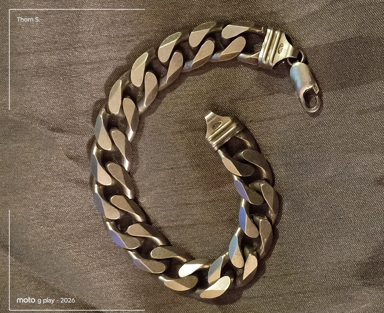 Italian 925 Sterling Silver Oval Curb Link Bracelet 8″ Vintage