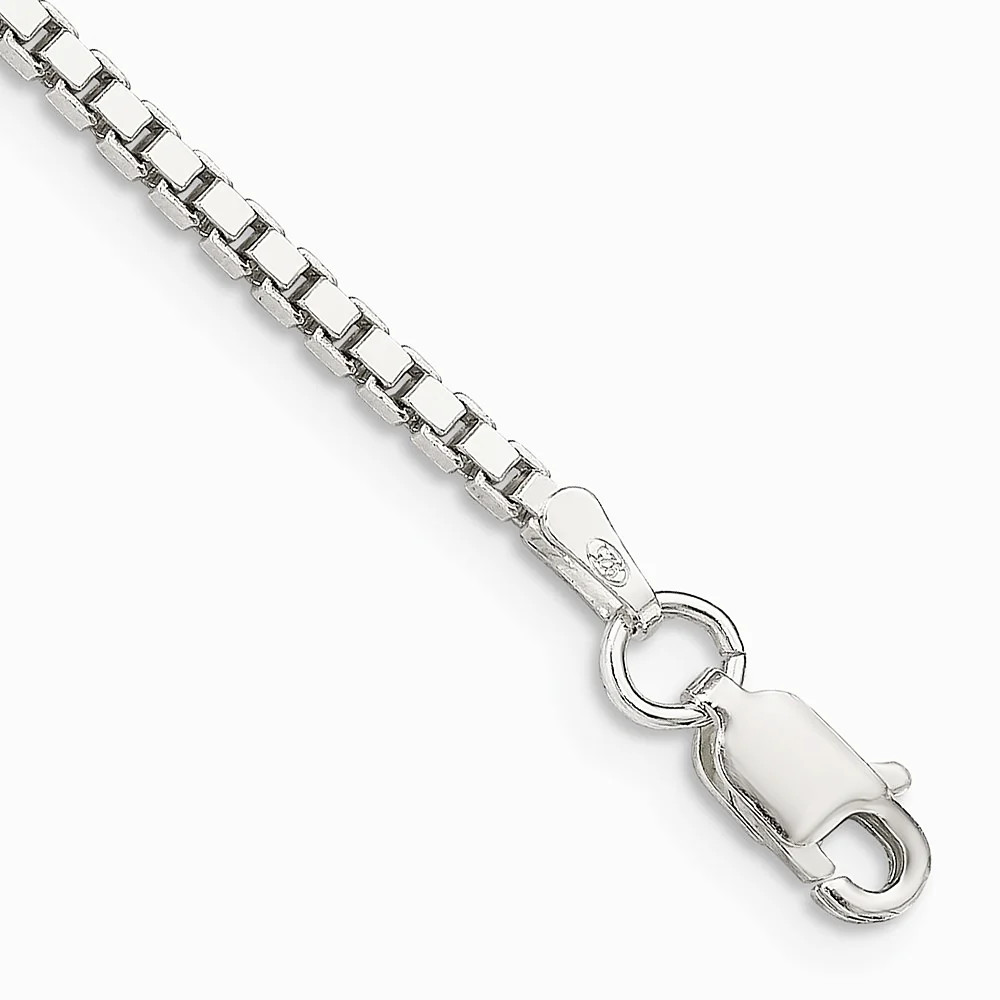 Sterling Silver 1.9mm Box Chain Bracelet 7″-8″