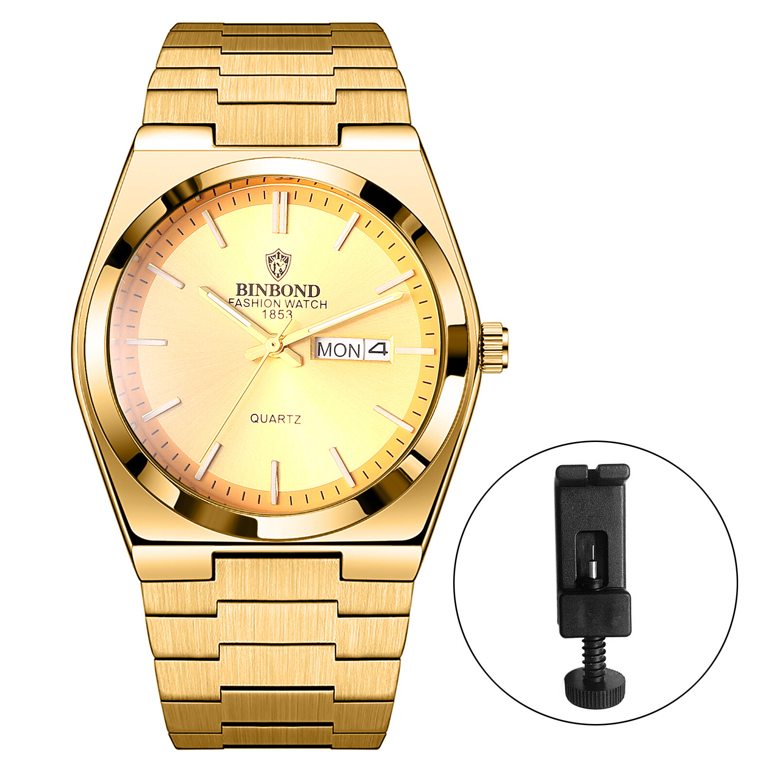 Men’s Business Luminous Waterproof Date Quartz Wrist Watch Stainless Steel Band