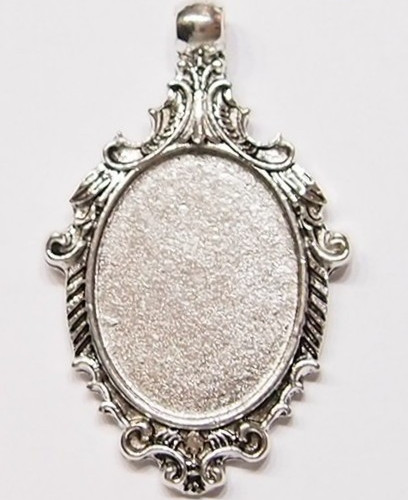 6 – 25x18mm Antique Silver Plated Art Deco Curly Scroll Pendant Settings 44x28mm