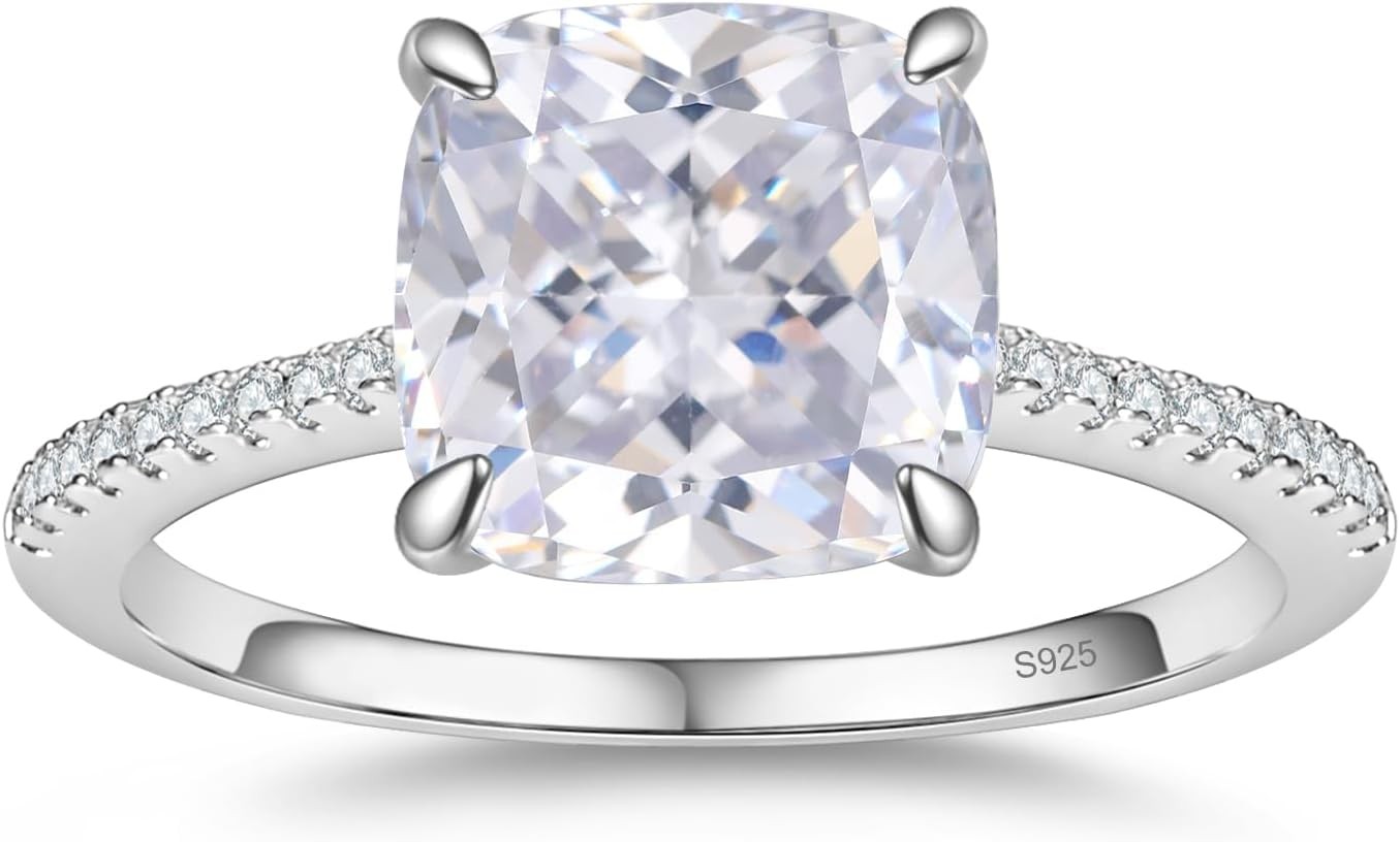 1.5-5CT Multi Cut CZ Solitaire Engagement Ring S925 Silver 18K White Gold Plated