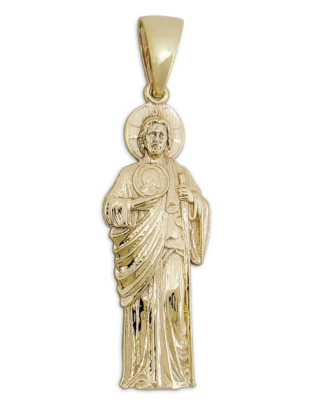 Real 14K Yellow Gold Saint Jude Thaddeus Pendant Patron Saint of Hope Religious